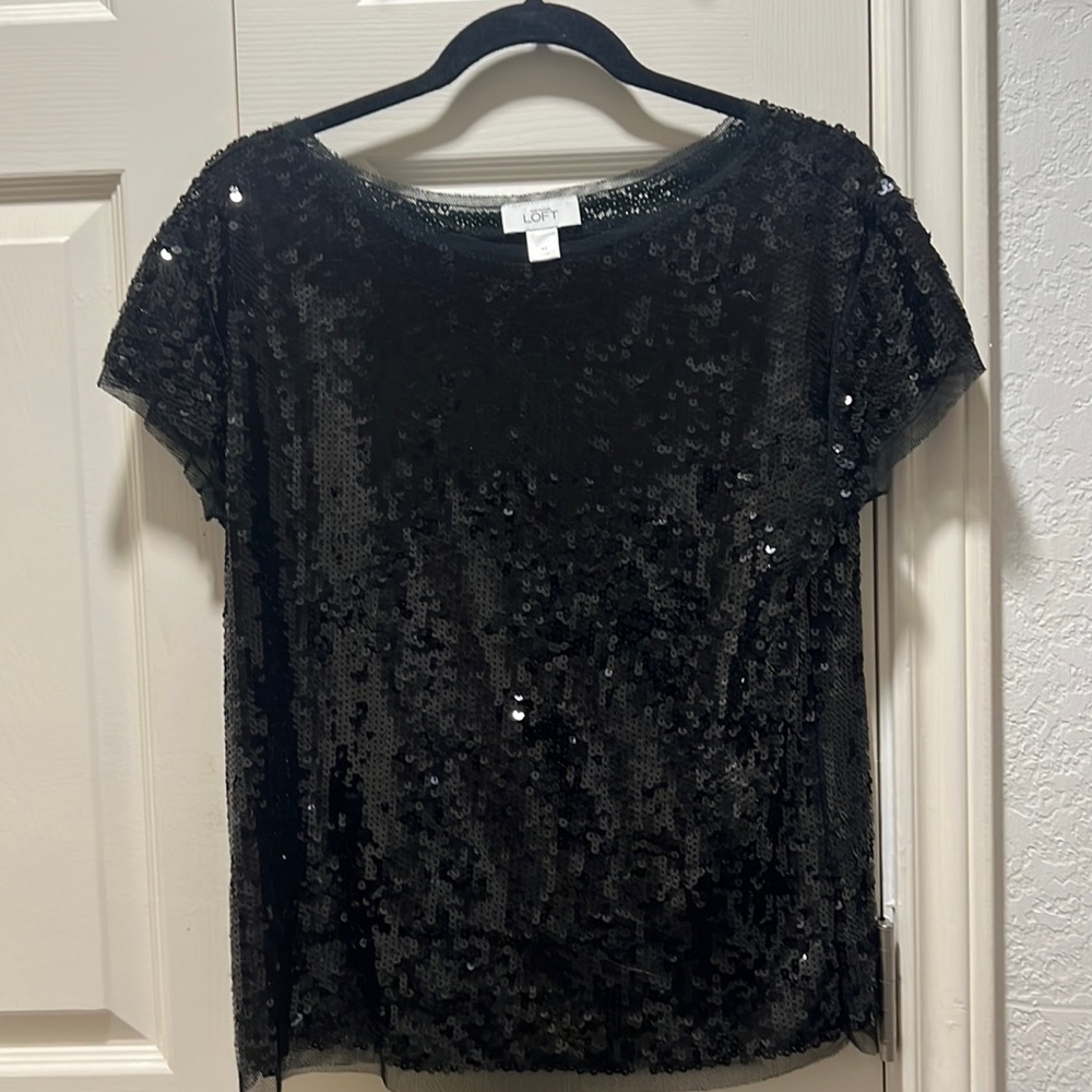 Black sequin top.